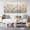 Hand Painted Oil Painting Horizontal Blooming Flower Bush Textured Oil Painting Wildflowers on Canvas Abstract Art Bohemian Art Living Room Decor Art