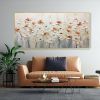 Hand Painted Oil Painting Horizontal Blooming Flower Bush Textured Oil Painting Wildflowers on Canvas Abstract Art Bohemian Art Living Room Decor Art