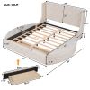 Upholstered Platform Bed Queen Size Storage Velvet Bed with Wingback Headboard and 1 Big Drawer; 2 Side Storage Stool