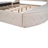Upholstered Platform Bed Queen Size Storage Velvet Bed with Wingback Headboard and 1 Big Drawer; 2 Side Storage Stool